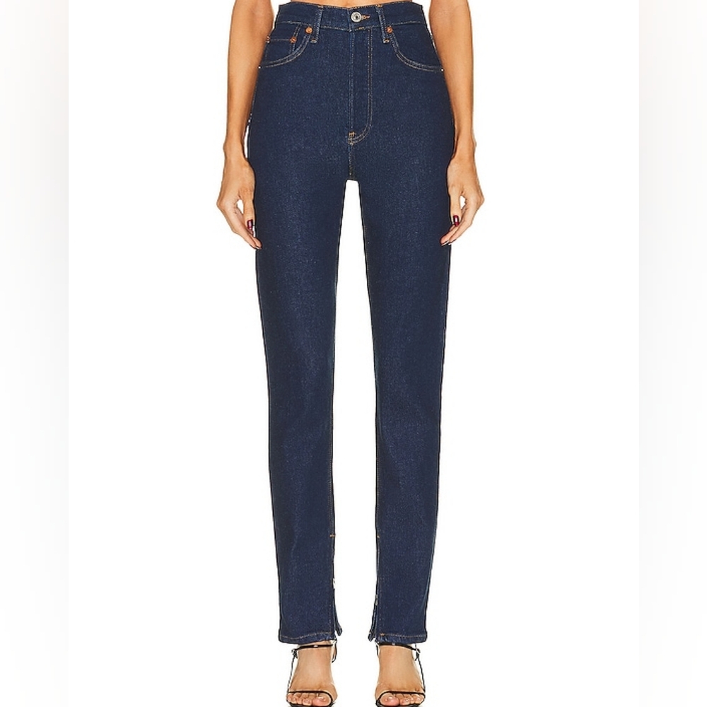 Re/Done drainpipe super high waist skinny jeans in rigid like color size 26 - Picture 3 of 15